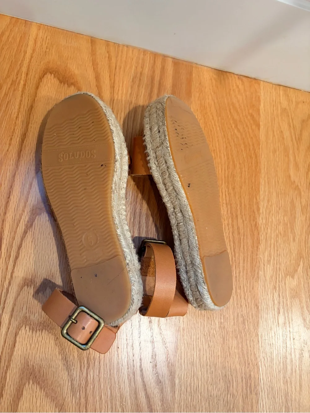 Soludos Tan Leather Ankle-Strap Espadrille Sandals